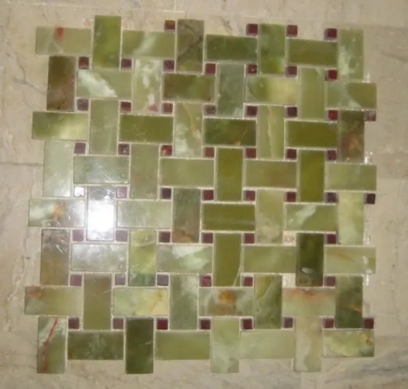 Dark Green Onyx Polished Mosaic Tiles, Dark Green Onyx Stone Tumbled Mosaic Tile / Sheet, Safe Tr... - image 1
