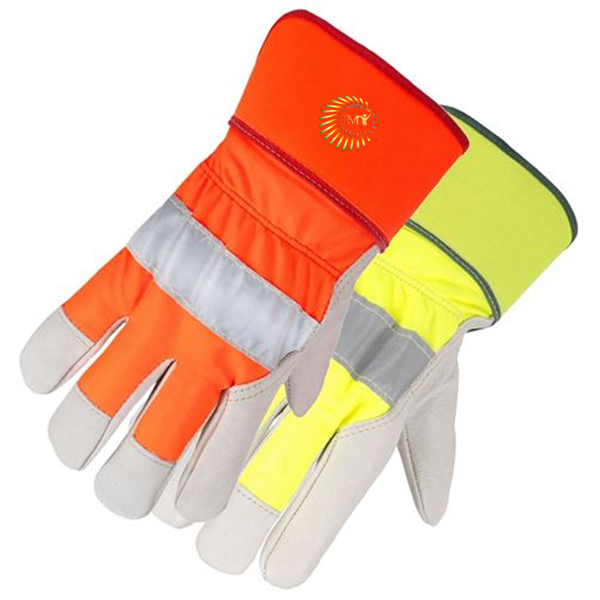 RMY Leather High Visibility Working Gloves,High Visibility Lined Goatskin Leather Gloves