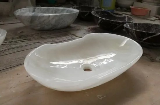 RMY White Onyx Round Bowl Sinks Basins Collection,White Onyx Stone Bathroom Sink ,White Onyx Sink... - image 1