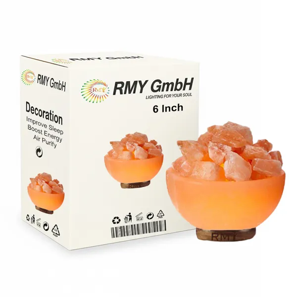 RMY Bowl Salt Lamps, Himalayan Crafted Orange Bowls 6″ Salt Lamps help reduce Asthma, Dust ... - image 1