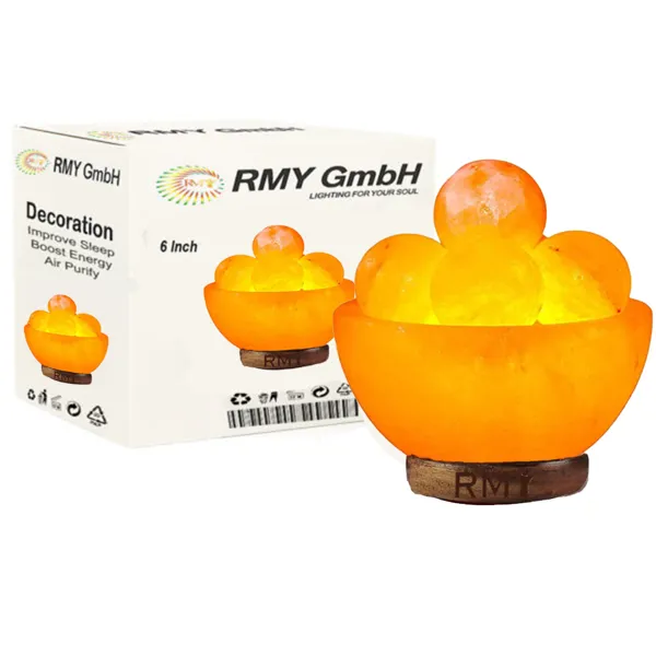 RMY Himalayan Salt Lamp Bowl with Crystal Balls – Natural Air Purifier and Healing Home Décor Light. - image 1