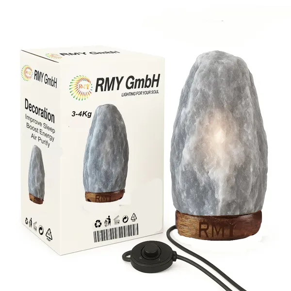 RMY Himalayan Natural Grey Salt Lamp 3-4kg – Air Purifier, Decorative Lighting | Help to Reducing... - image 1