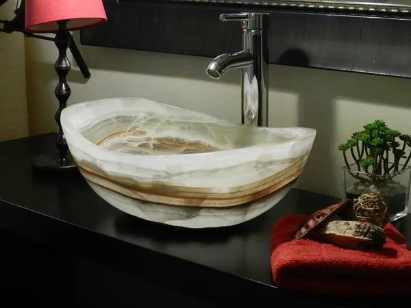 RMY Onyx Bathroom Sink,Light Green Onyx Square sinks basins Collection,onyx pedestals sinks basin... - image 1