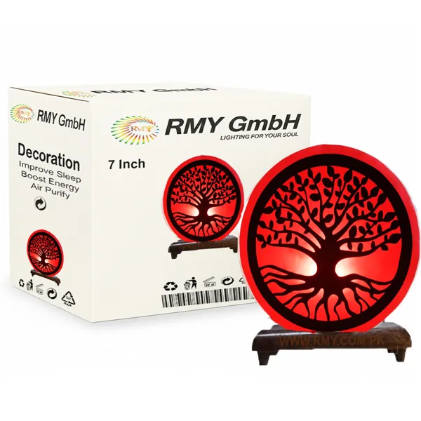 RMY 8″ Tree 3D Himalayan Salt Lamp,Attracts dust and moisture to freshen the air,Unique 3D ...