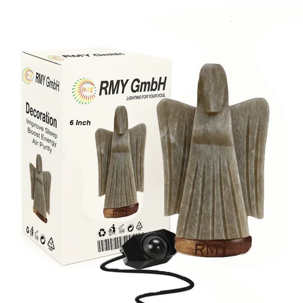 Angel Shape RMY Salt Lamp 6″ Grey | Improves Sleep, Mood and Home Decor - image 1