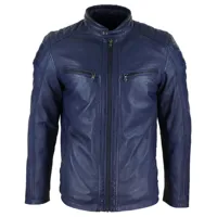 RMY Beltless Navy Blue Sheep-Skin Leather Fashion Jacket,RMY Men Navy Blue Leather Jacket, RMY Na... - image 2