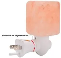 Himalayan Salt Cube Night Light Lamp – Natural Hand-Carved Pink Salt Crystal Plug-in Lamp, Warm A... - image 2