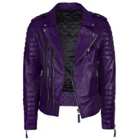 RMY Motorcycle Biker Leather Jackets Men’s,RMY Biker Mens Motorcycle Quilted Purple Jacket,... - image 2