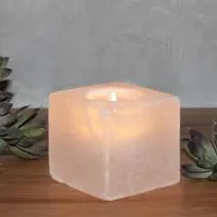 RMY Cube Salt Candle Holder,Cube Shape Salt Candle Holder 800g, - image 2