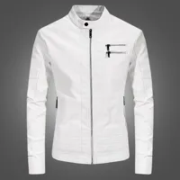 RMY Shane White Leather Bomber Jacket, RMY Beltless White Cow-Hide Leather Fashion Jacket, RMY Cl... - image 3