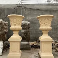 RMY Beige Marble Planters,Beige Marble Flower Pots,Marble Planters & Urns,Beige Marble Flowe... - image 2