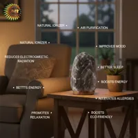 RMY Dark Grey Salt Lamp 8-10kg (Wooden Box), Himalaya Salzlampe aus Naturkristall mit warmem Lich... - image 3