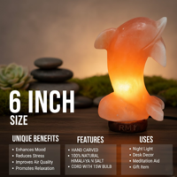 Dolphin Himalayan Salt Lamp 6″ Natural Air Purifier and Calming Night Light. - image 3