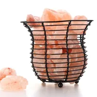 RMY 7-Inch Round Iron Basket Red Himalayan Salt Lamp,Provides a soothing and relaxing night light... - image 2