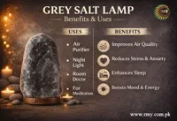 RMY Natural Dark Grey/Black Himalayan Salt Lamp 3-4kg (Wooden Box),Dark Grey/Black Himalayan Salt... - image 3
