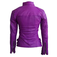 RMY Women Purple Brando Leather Jacket,RMY Womens Purple Biker Leather Jacket,RMY Women’s Stylish... - image 3