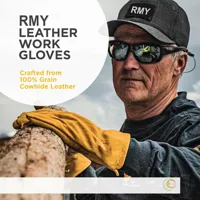 RMY Heavy Duty Leather Working Gloves, Leather Cut Resistant &amp; Insulated Duty Gloves, Premium... - image 2