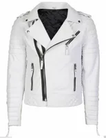 RMY Shane White Leather Bomber Jacket, RMY Beltless White Cow-Hide Leather Fashion Jacket, RMY Cl... - image 2