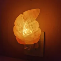 Himalayan Salt Leaf Night Light Lamp – Natural Hand-Carved Pink Salt Crystal Plug-in, Calming Amb... - image 2