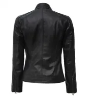 RMY Austin Cafe Racer Leather Black Jacket for Women, RMY Women’s Vegan Leather Racer Jacket,RMY ... - image 2
