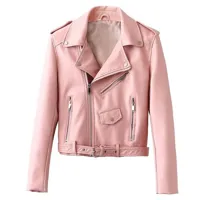 RMY Women’s Pink Selena Faux Leather Biker Jacket, RMY Belt Pink Cow-Hide Leather Fashion J... - image 3