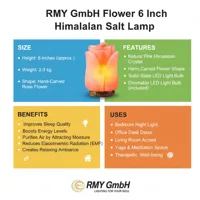Pink Flower Salt Lamps 8″ Unique Floral Crystal Lamp for Relaxation, Wellness, and Beautifu... - image 2