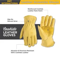 RMY Heavy Duty Leather Working Gloves, Leather Cut Resistant &amp; Insulated Duty Gloves, Premium... - image 3