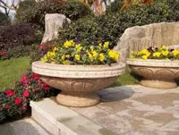 RMY Beige Marble Planters,Beige Marble Flower Pots,Marble Planters & Urns,Beige Marble Flowe... - image 1