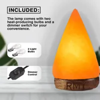 Cone Salt Lamp 8 Inche by RMY INTERNATIONAL – Natural Hand-Carved Crystal with Wooden Base. - image 3