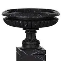 RMY Jet Black Marble Planters,Marble Planters Outdoor Garden Black Zebra,Black Marble Stone Plant... - image 2
