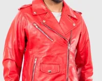 RMY Men’s Red Hooded Leather Jacket,RMY Beltless Red lamb sheepskin Leather Fashion Jacket,RMY Me... - image 3