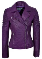 RMY Women Purple Brando Leather Jacket,RMY Womens Purple Biker Leather Jacket,RMY Women’s Stylish... - image 2