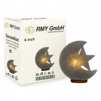 &nbsp;RMY Grey Half Moon with Star Salt Lamp 8″ – 100% natural Himalayan salt crystals | H... - image 2